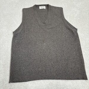 Vtg Lord Jeff Sweater Vest Men's Medium Minklama Brown Mink Wool V Neck Made USA
